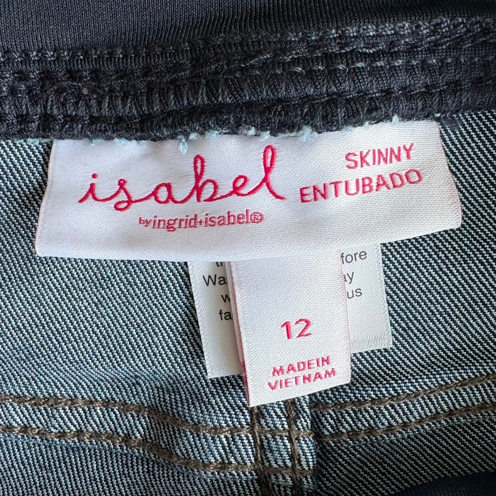 Isabel Maternity by Ingrid & Isabel Skinny Crossover Panel Jeans Dark Wash 12 - Picture 9 of 15